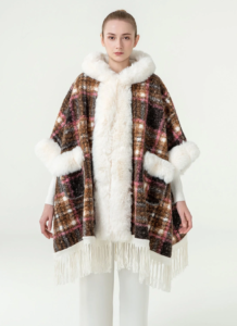 Women's Hooded Cape Exclusive Design - Brown
