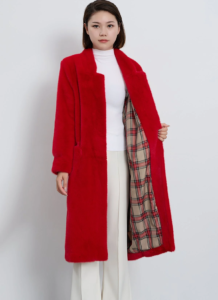 Women’s Fur Long Coat – Red Exclusive Design